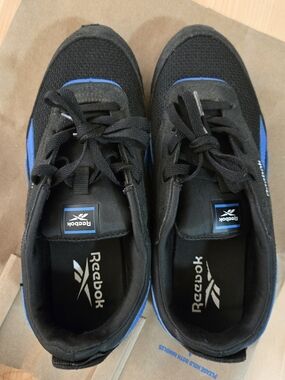 Reebok Kids Black Sneakers with Blue Accents Size 5